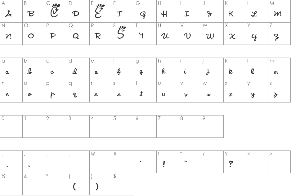 Chicken-fil-A font character map preview