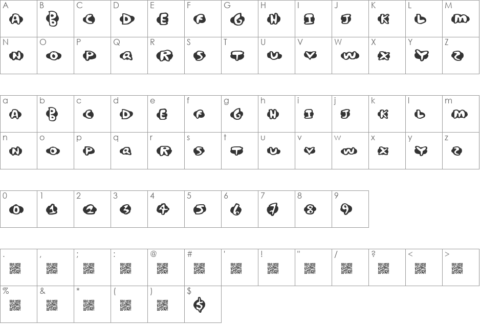 ChickenWaffles font character map preview