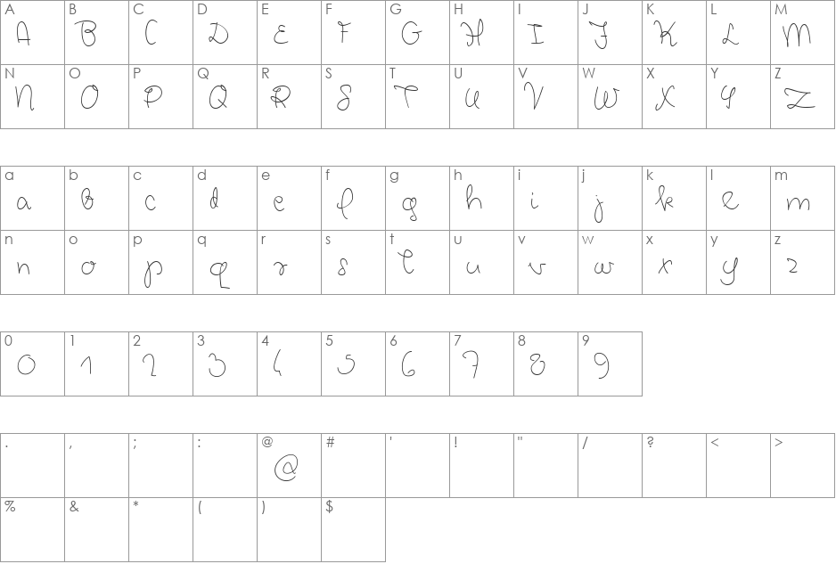 Chickpeas Demo font character map preview