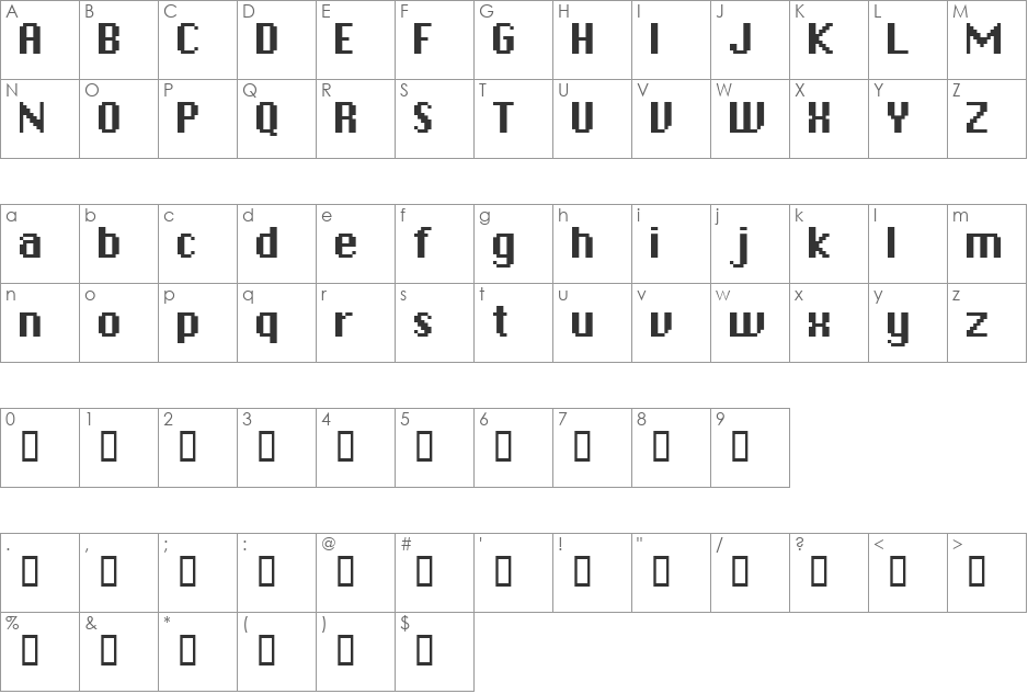 Chicpix font character map preview