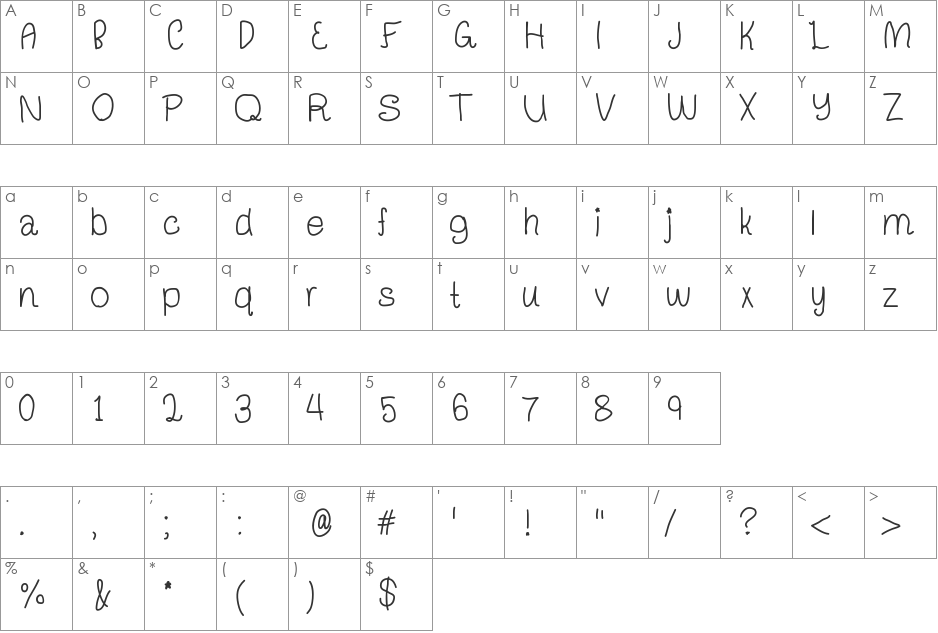 Chihiro font character map preview