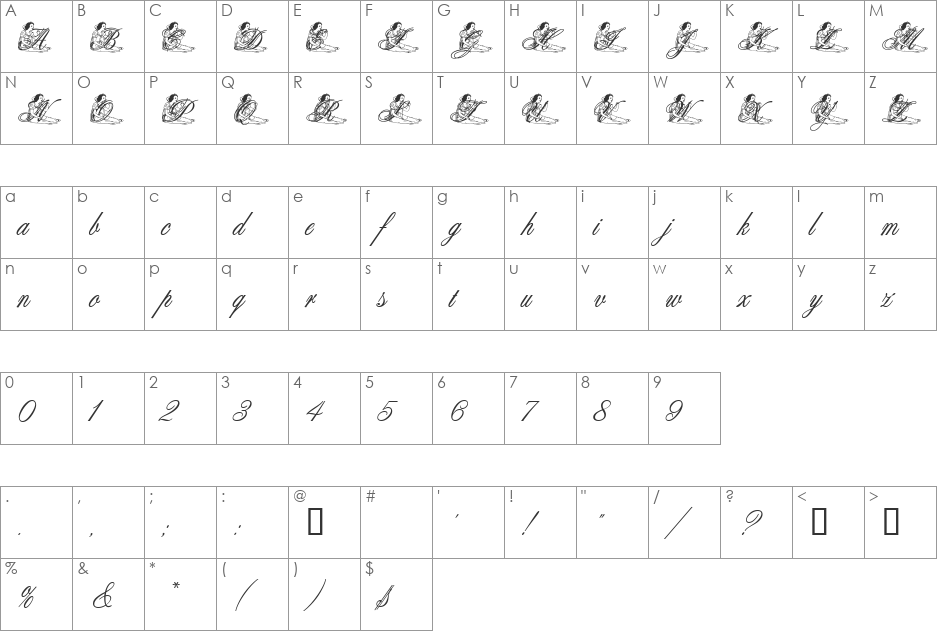 AL Princess Snow White font character map preview