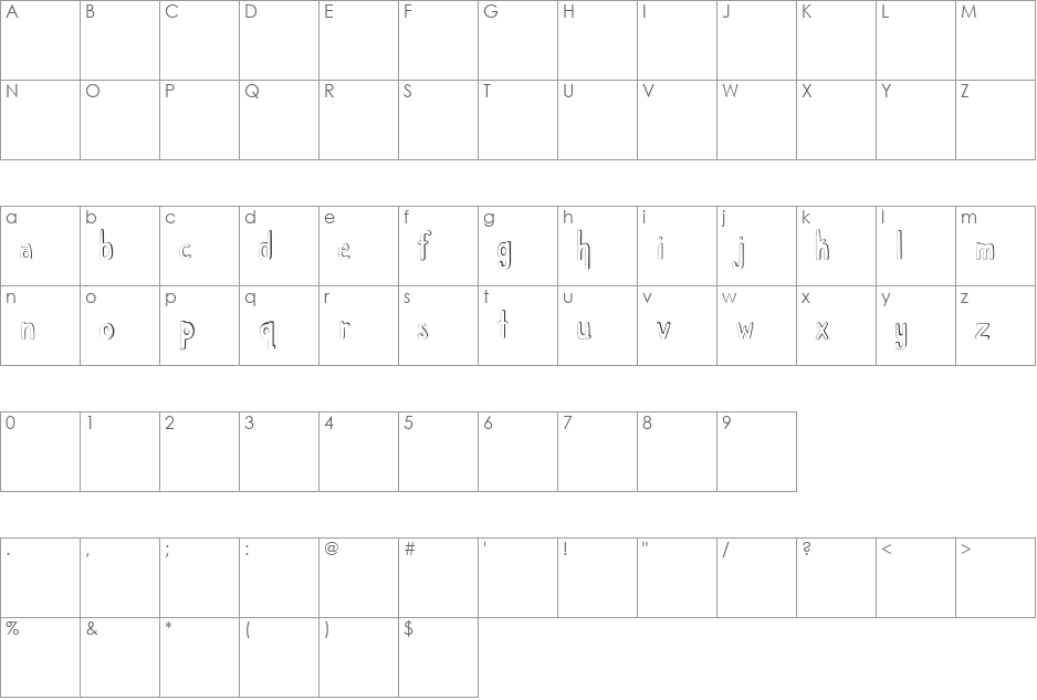 Childlike Wonder font character map preview