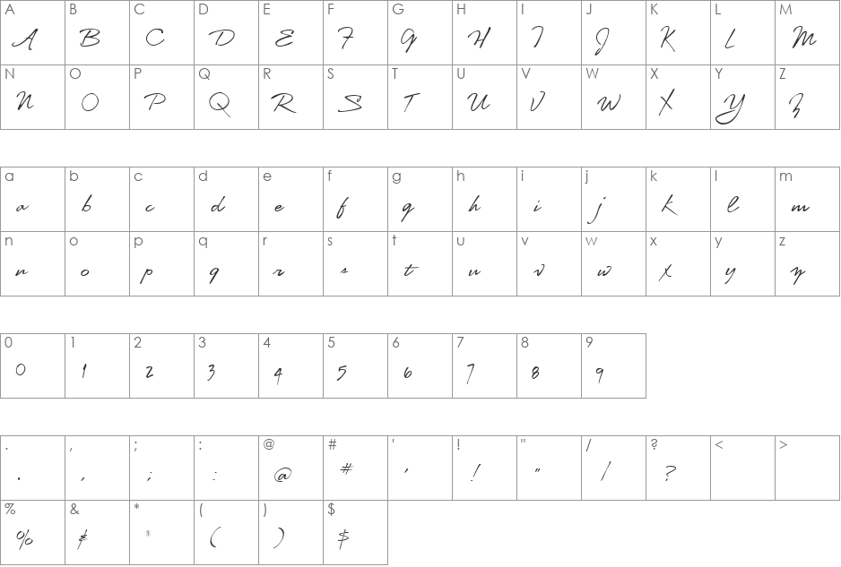 AL Professor font character map preview