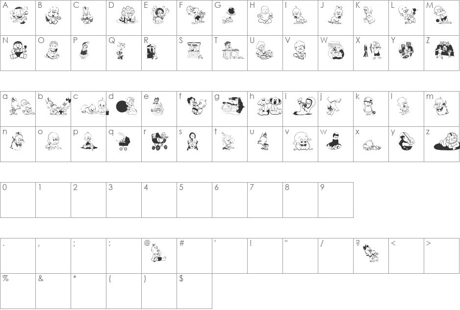 ChildrenBats font character map preview