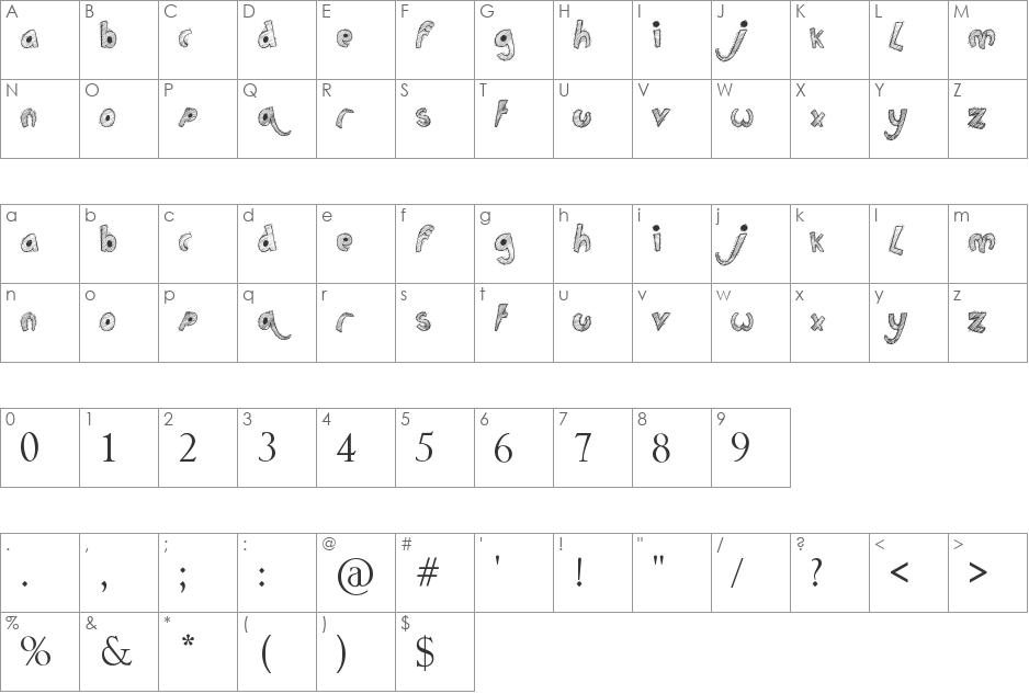 Childs Play font character map preview