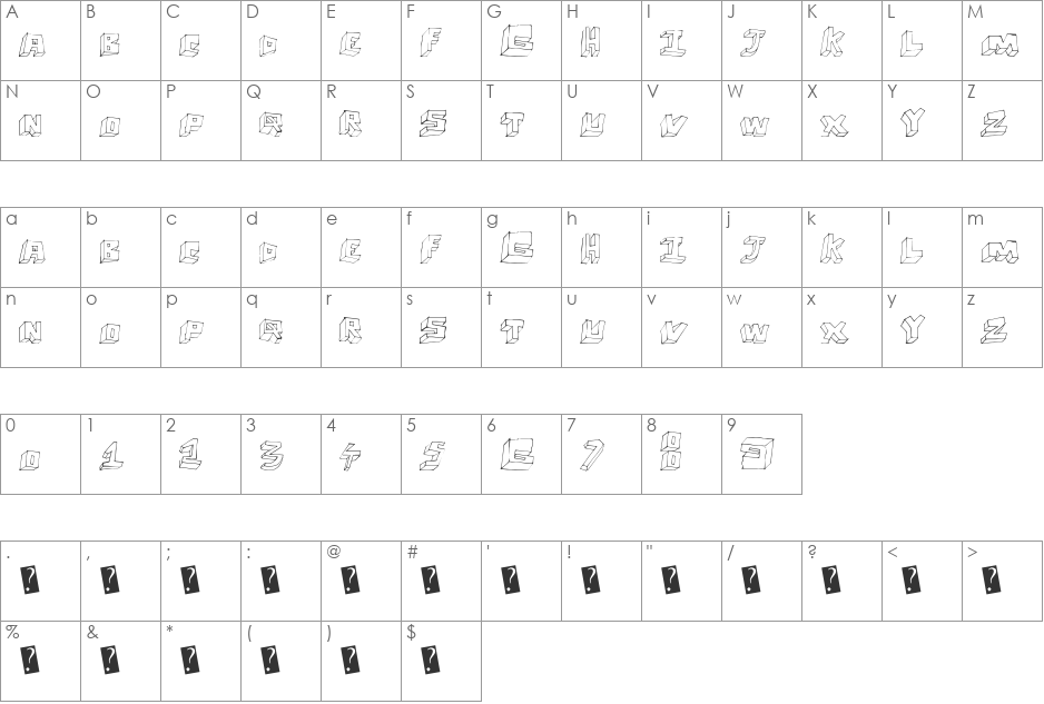 ChildsPerspective font character map preview