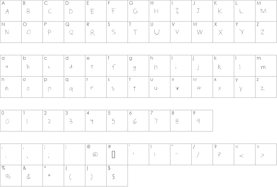 Child_Serial_Killer font character map preview