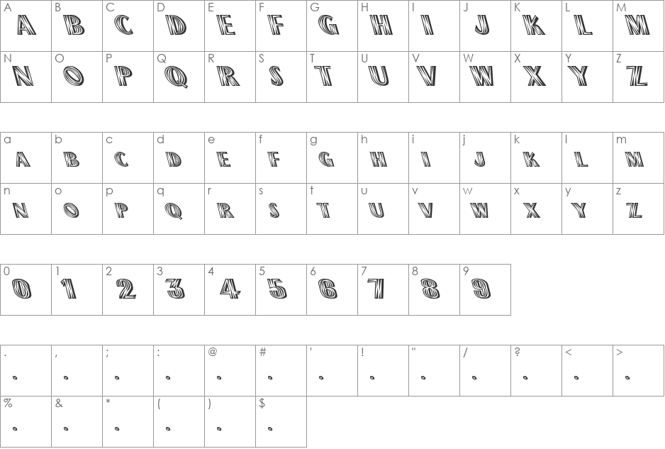 Chili Pepper-Extra Bold Lefty font character map preview