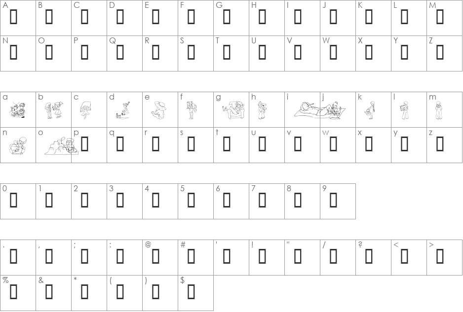 Chilluns font character map preview
