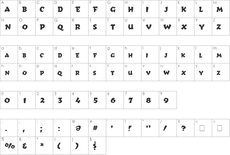 ChinaCaps font character map preview