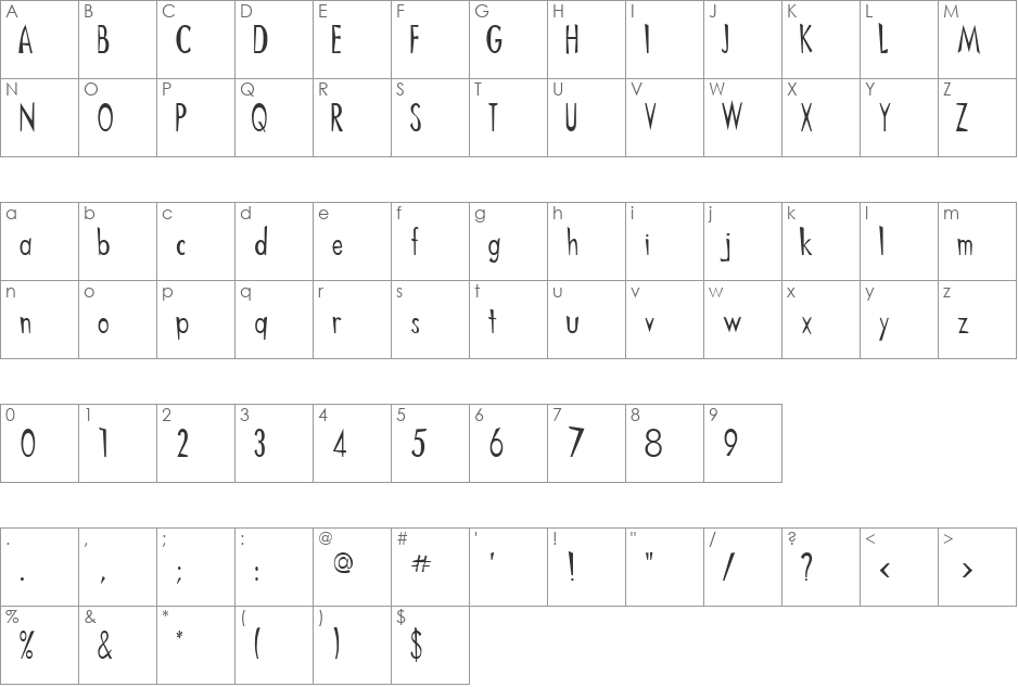 Chinese font character map preview