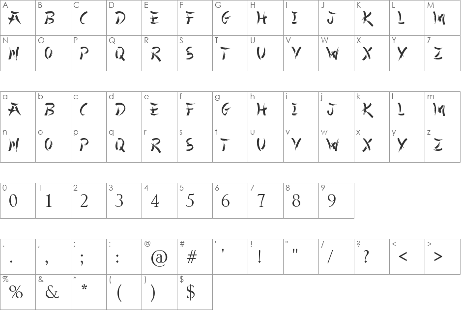 Chinese Takeaway font character map preview