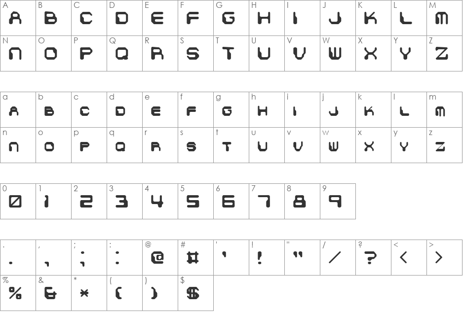 Chintzy CPU Shadow (BRK) font character map preview