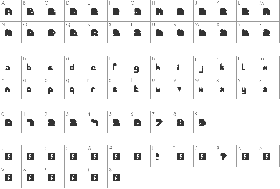 Chip off the old block font character map preview