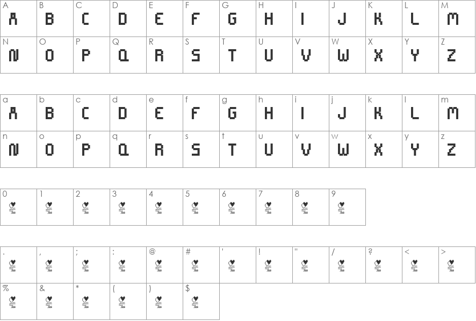 CHIP TUNES font character map preview