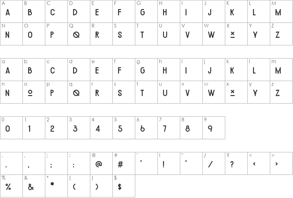 Chipotle font character map preview