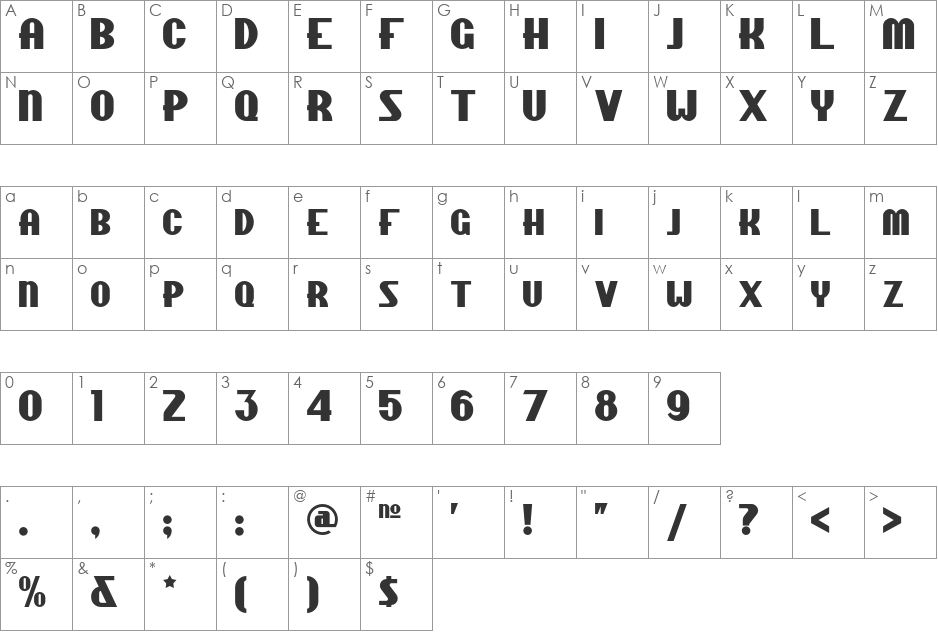 Chippewa Falls NF font character map preview