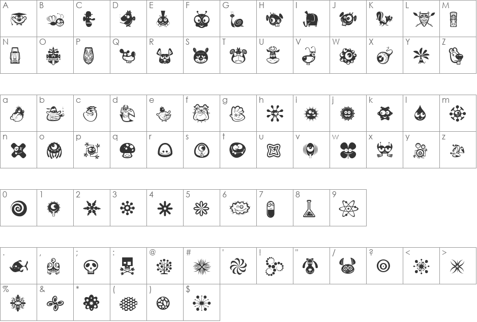 ChippiesByWassco font character map preview