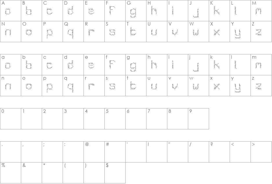 Chiptype font character map preview
