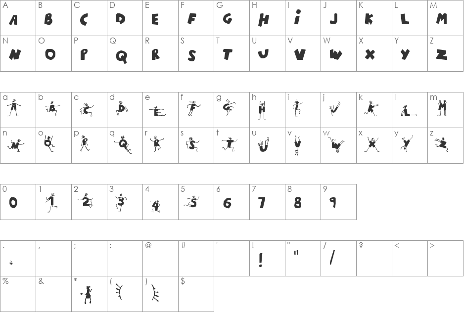 ChiquiFont font character map preview