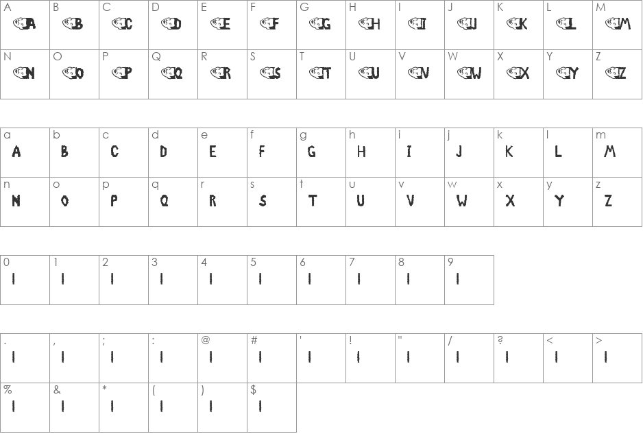 Chlod font character map preview