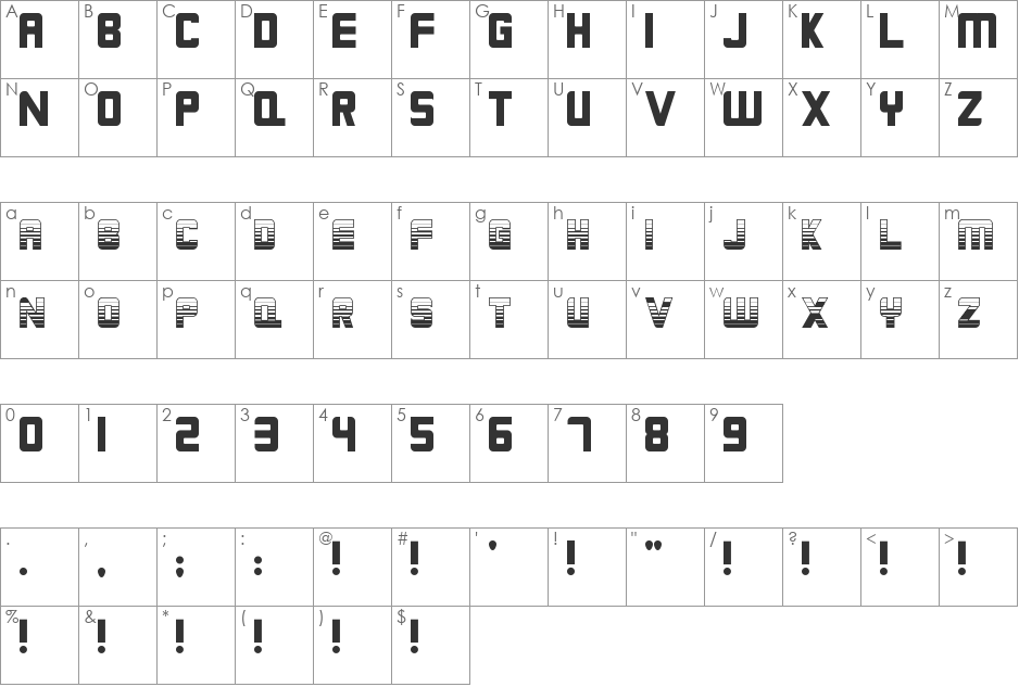 Chloreal font character map preview