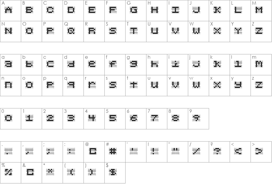 Chlorenuf font character map preview