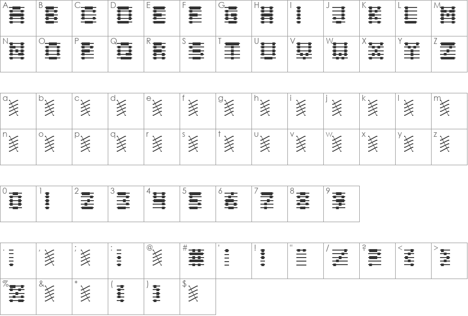 Chloriin font character map preview