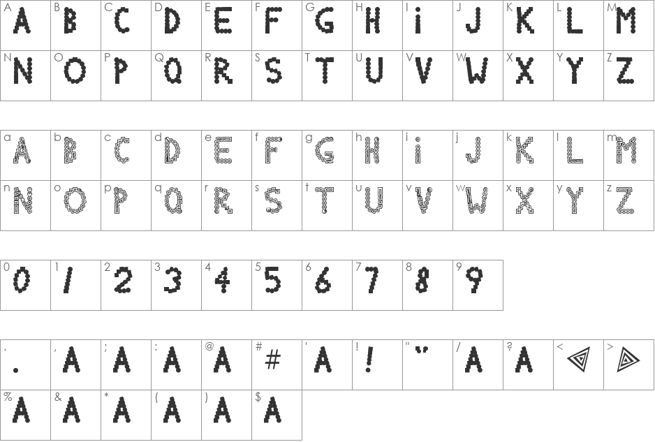 Chlorinov font character map preview