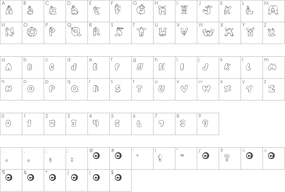 Chlorinuh font character map preview