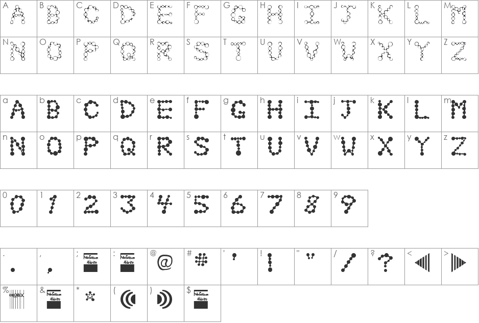 Chlorix font character map preview