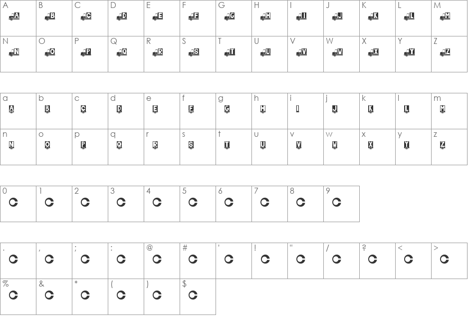 Chlub font character map preview