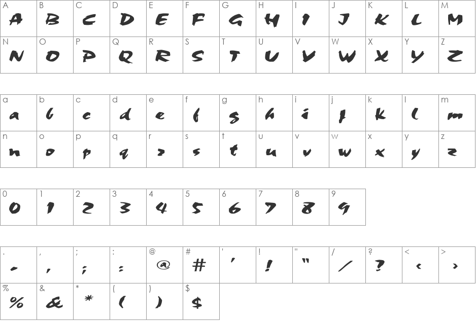 Choc Ex font character map preview
