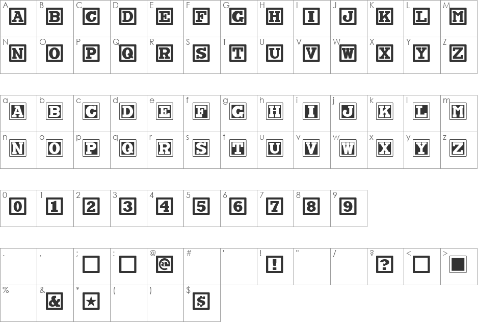ChockABlockNF font character map preview