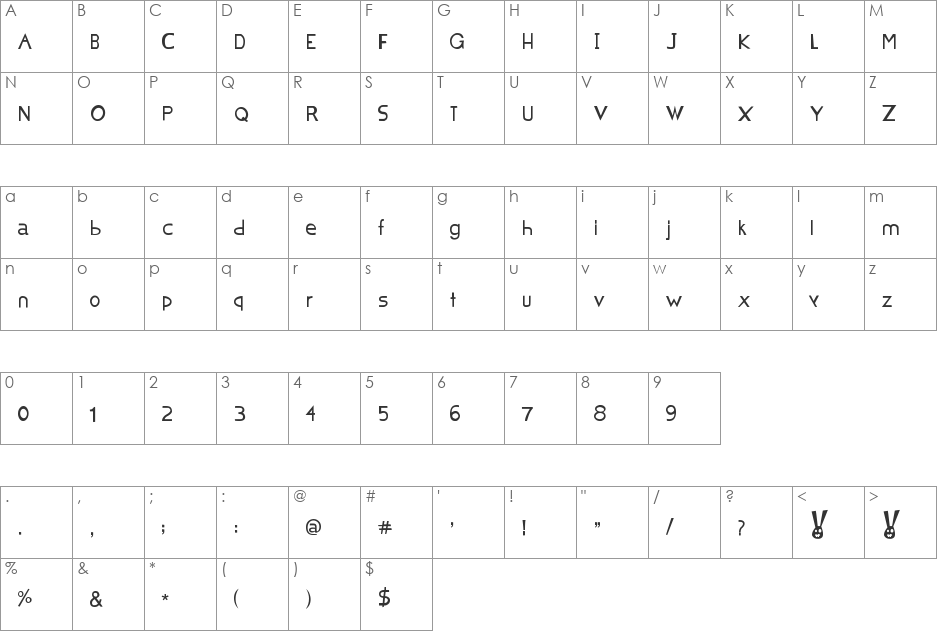 chocolat_bleu font character map preview
