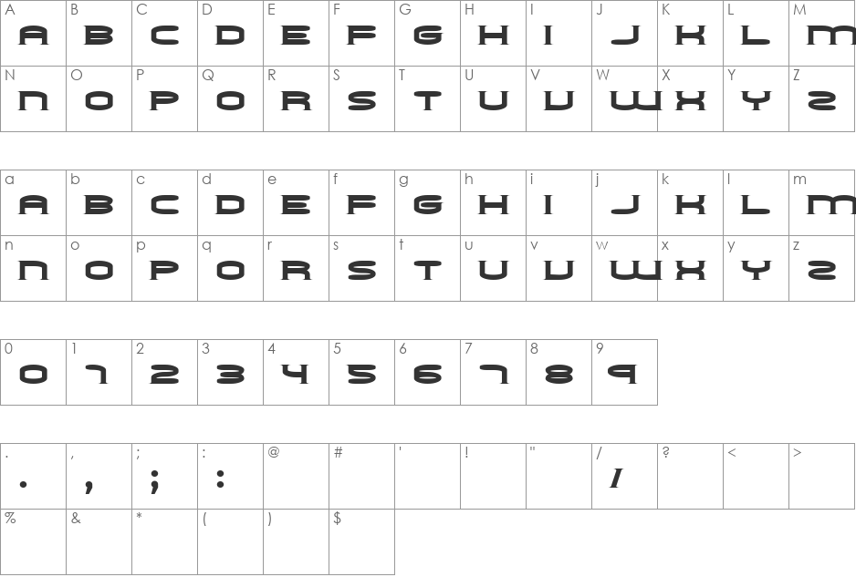 Choker font character map preview