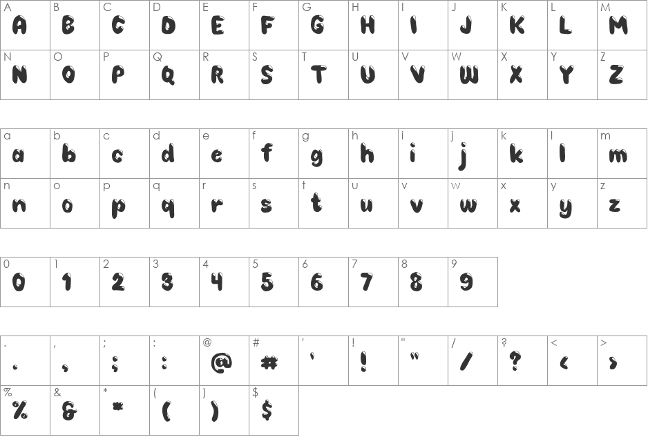 Choko Shadow font character map preview