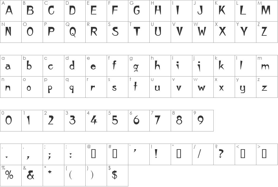Chonk font character map preview