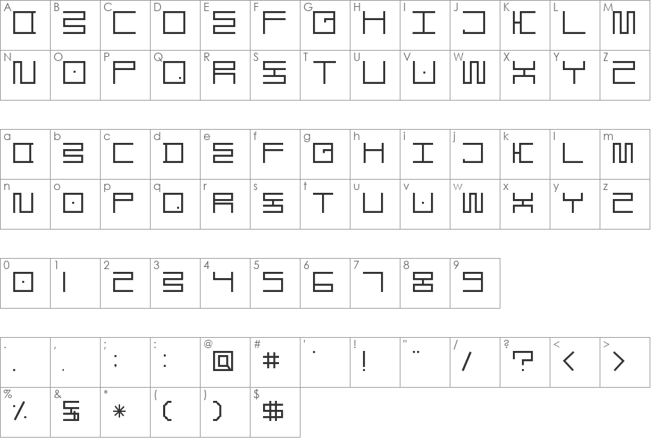 Chop Tofu font character map preview