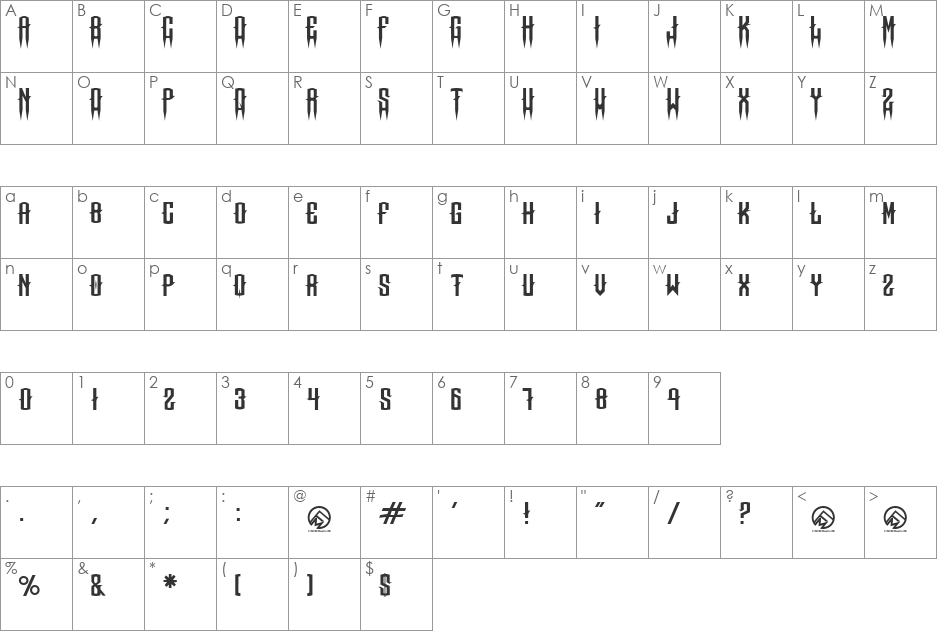 Chops chopS font character map preview