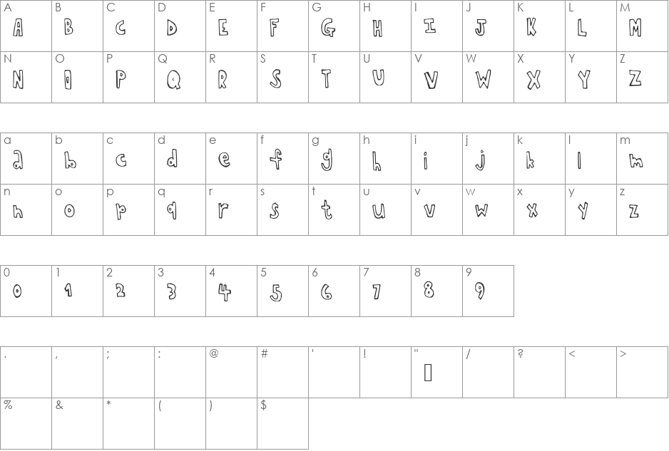 chopstickfont font character map preview