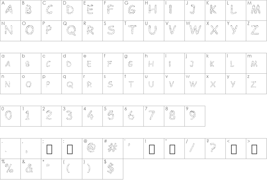 Chowes font character map preview