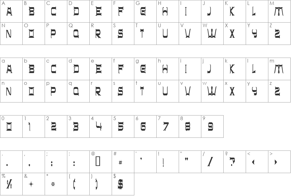 CHR$(32) font character map preview
