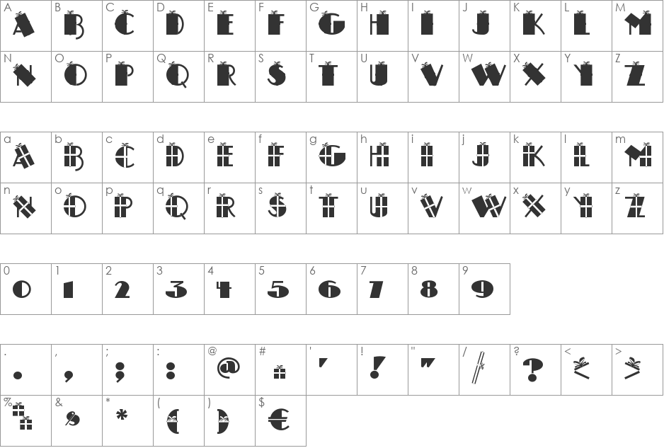 CHRIS BOX font character map preview