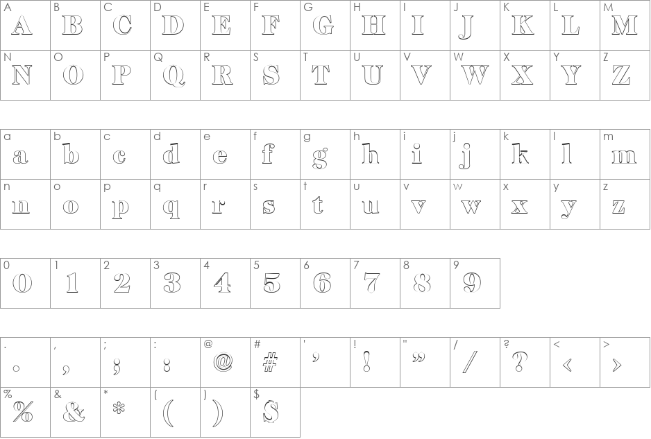 ChrisBeckerOutline-Black font character map preview