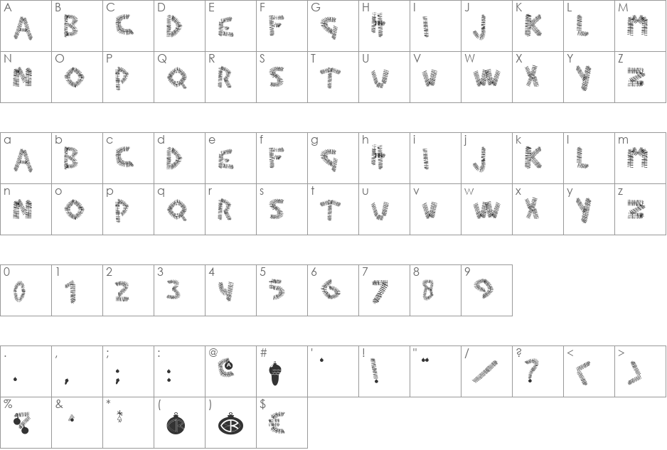 CHRISmas3 font character map preview