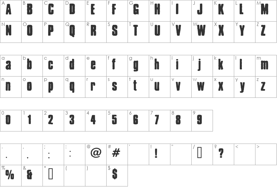 Chrispy font character map preview