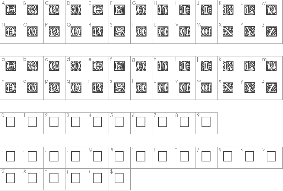 Christensen Caps font character map preview