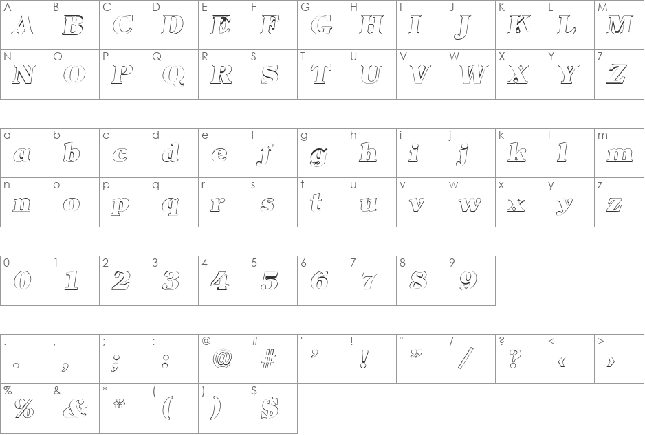 ChristianBeckerOutline-Heavy font character map preview